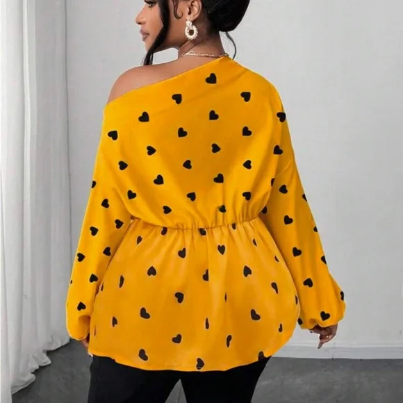 Plus Size Asymmetrical Off Shoulder Top Blouse Shirt Pink - Picture 9 of 16